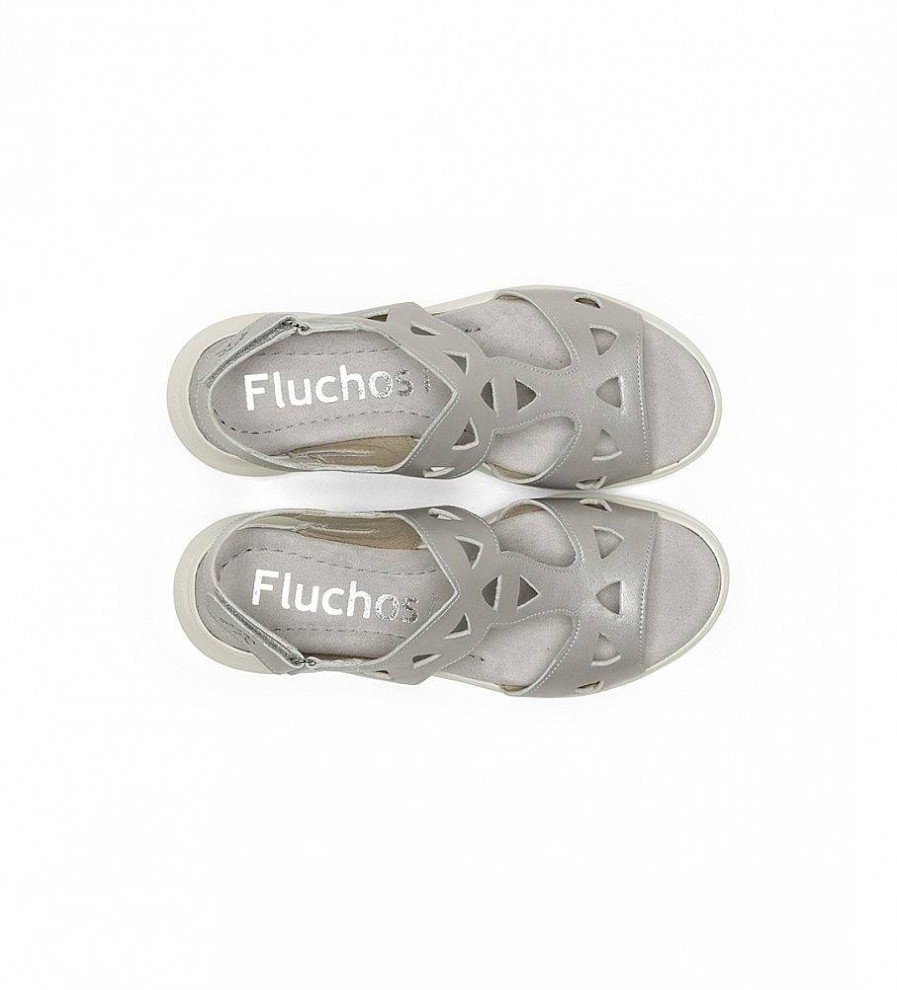 Mujer Fluchos Sandalias | Sandalias De Piel F1657 Gris -Altura Cuna 6Cm-