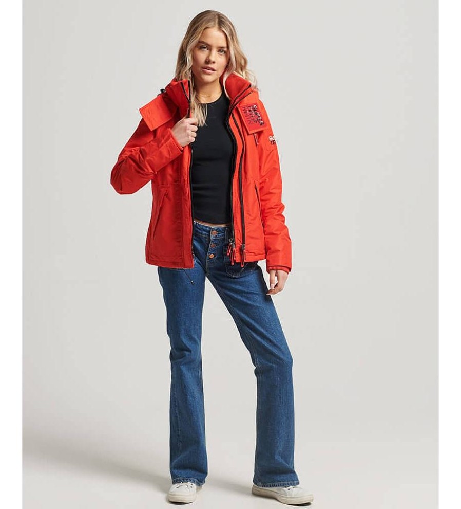 Mujer Superdry Chaquetas Y Abrigos | Chaqueta Cortavientos Con Capucha Mountain Rojo