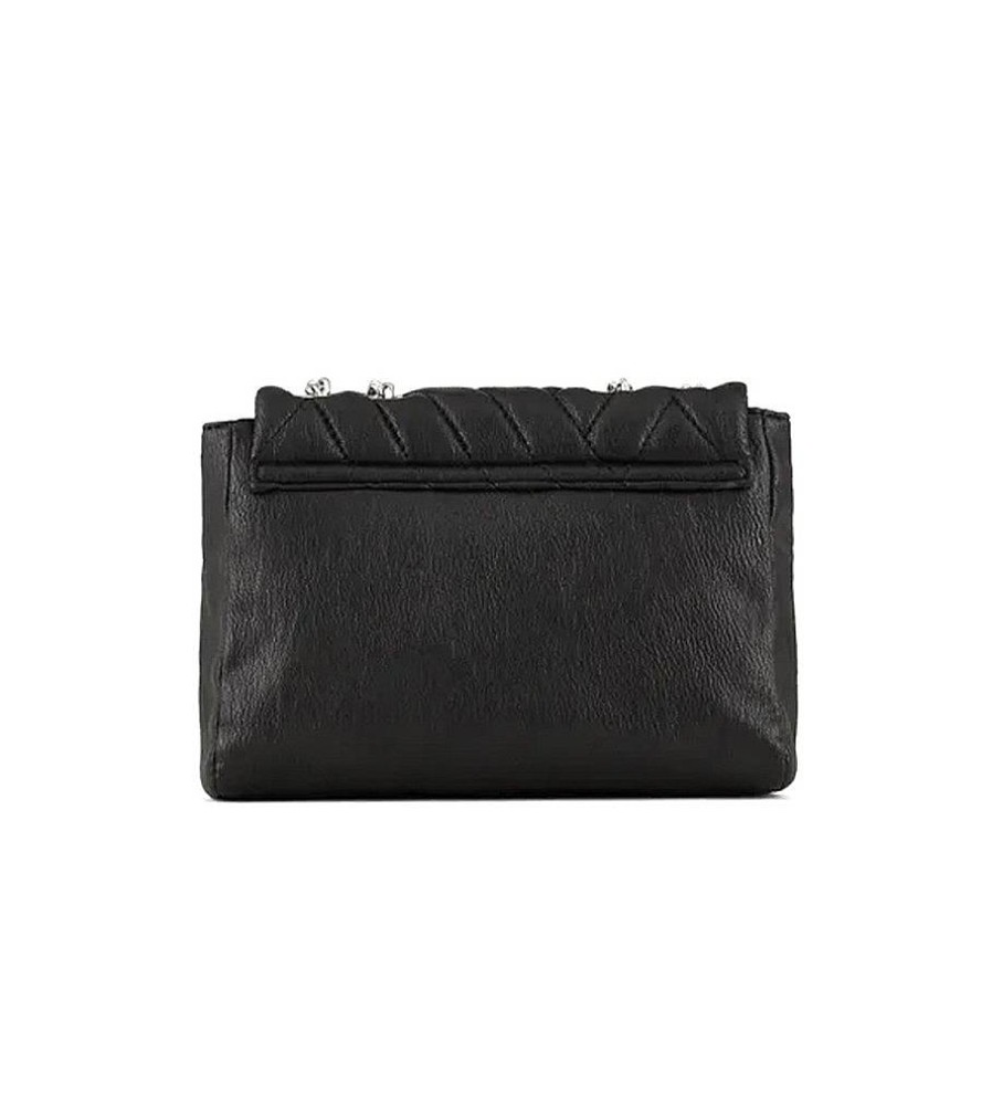 Mujer Armani Exchange Bolsos | Bolso Con Doble Asa De Cadena Y Tejido Negro