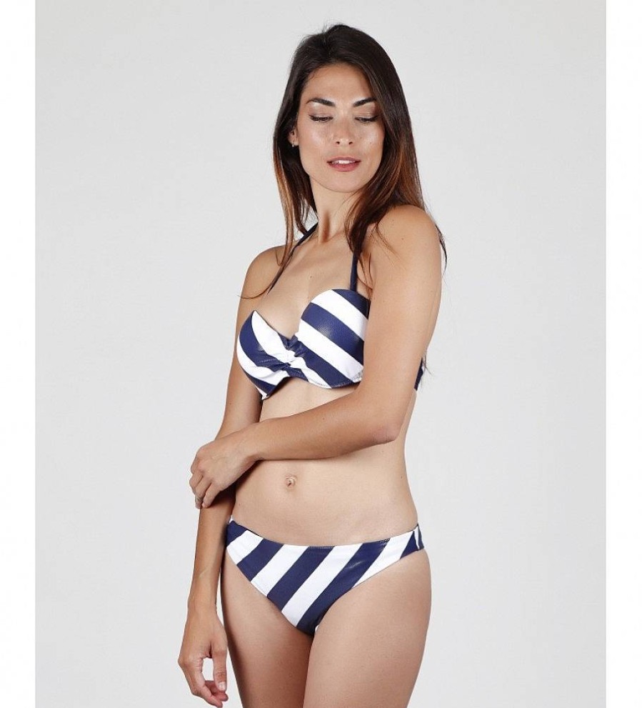 Mujer Admas Moda Bano | Bikini Bandeau Push Up Marino