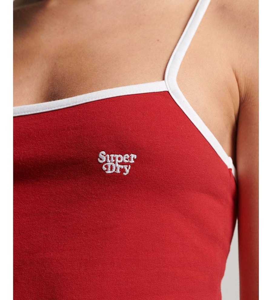 Mujer Superdry Vestidos | Vestido De Tirantes De Punto Vintage Rojo