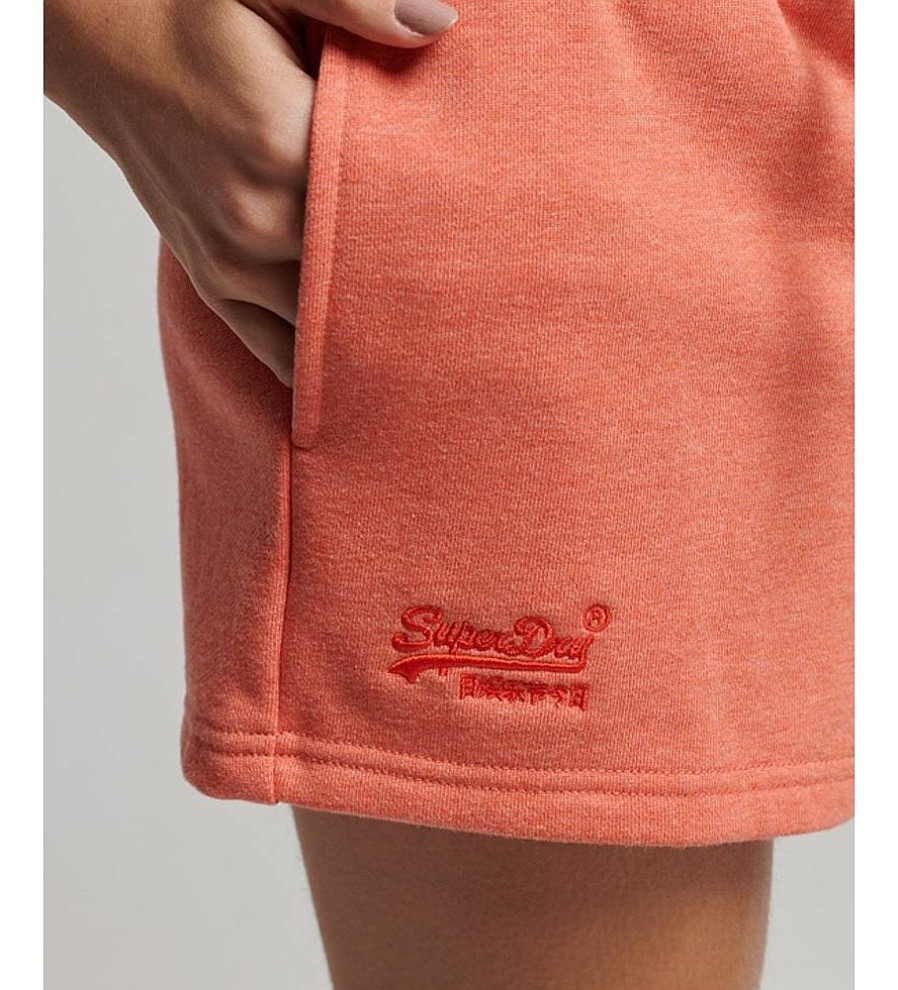 Mujer Superdry Pantalones | Pantalones Cortos De Punto Con El Logotipo Vintage Bordado Naranja