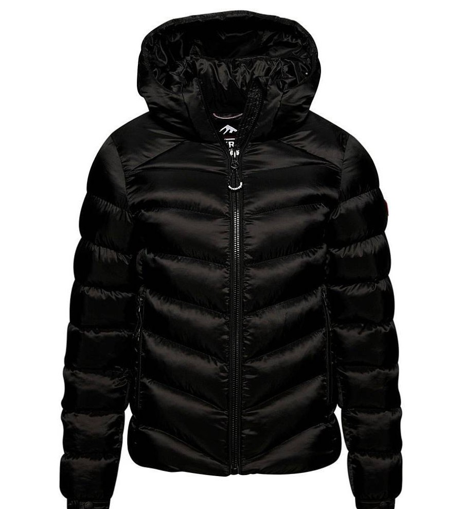 Mujer Superdry Chaquetas Y Abrigos | Cazadora Acolchada Con Capucha Fuji Negro