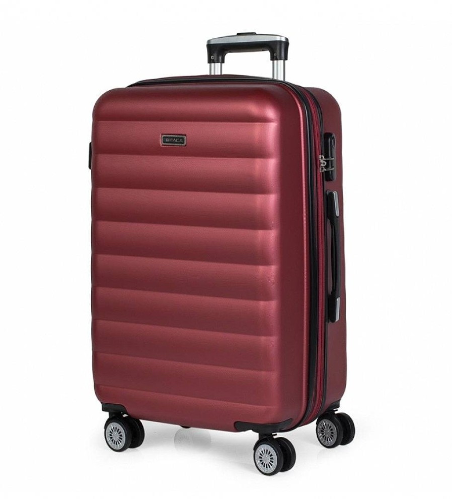 Mujer ITACA Viaje | Maleta De Viaje Rigida 4 Ruedas Mediana Trolley 71260 Granate -65X42X26Cm-