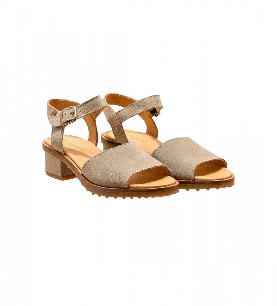 Mujer El Naturalista Sandalias | Sandalias De Piel N5801 Sabal Gris -Altura Tacon 4,5Cm-