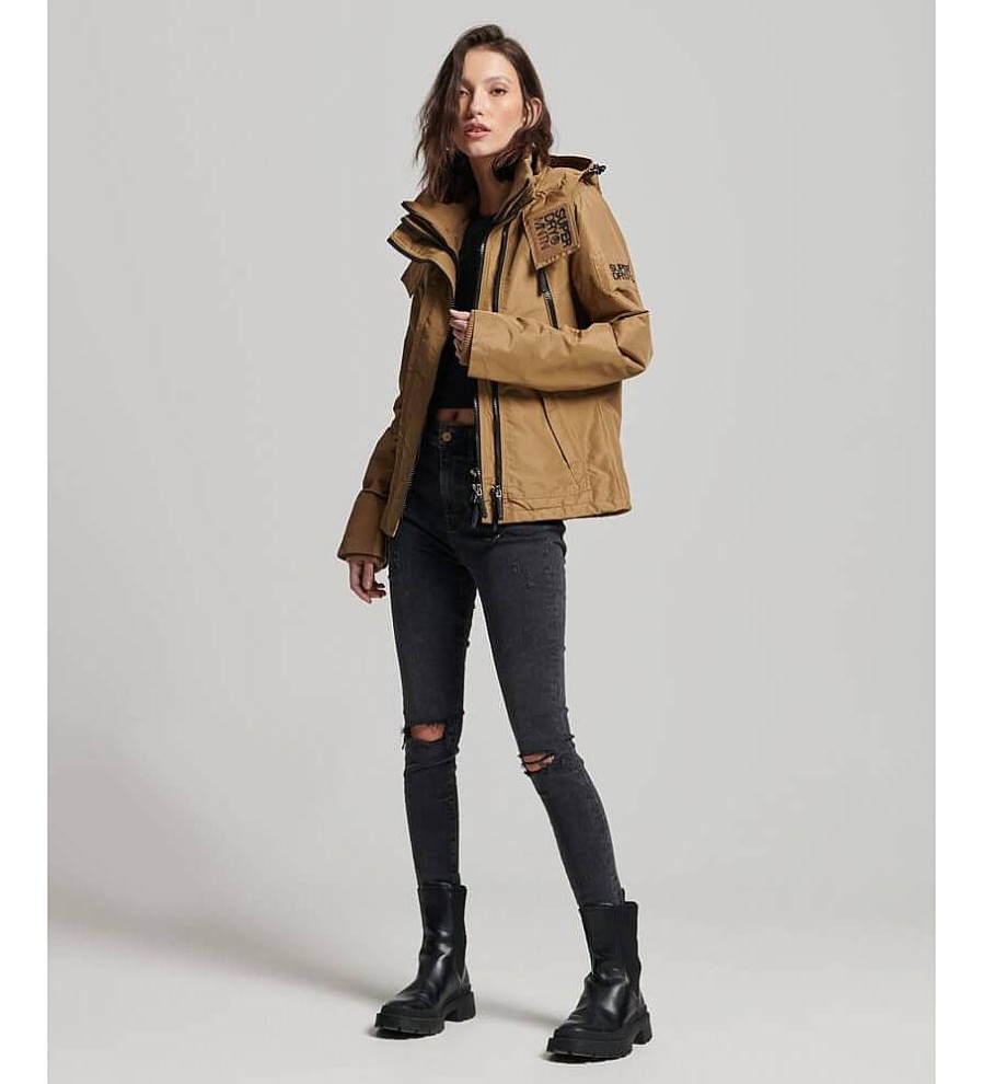 Mujer Superdry Chaquetas Y Abrigos | Chaqueta Cortavientos Con Capucha Mountain Marron