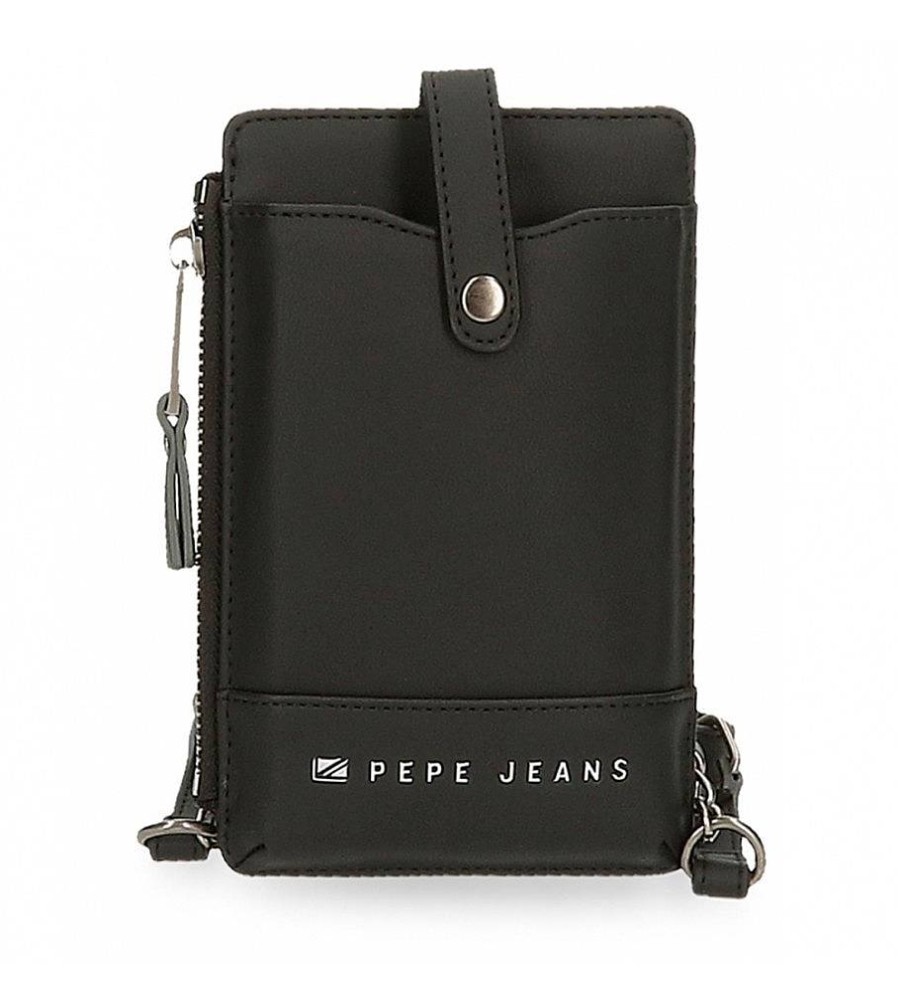 Mujer Pepe Jeans Accesorios Tech | Bandolera Porta Movil Pepe Jeans Piere Negro -10,5X16,5X1Cm-