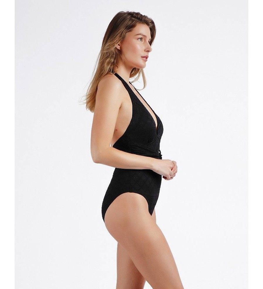 Mujer Admas Moda Bano | Banador Halter Costa Bella Negro