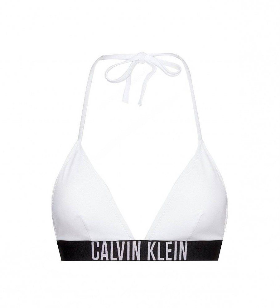 Mujer Calvin Klein Moda Bano | Top De Bikini Triangle Rp Blanco