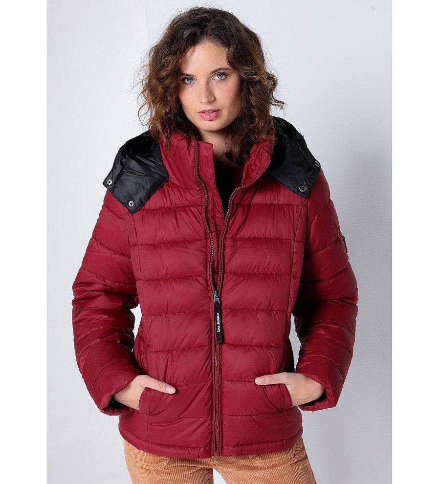 Mujer Lois Chaquetas Y Abrigos | Abrigo Puffer Acolchado Con Capucha Granate