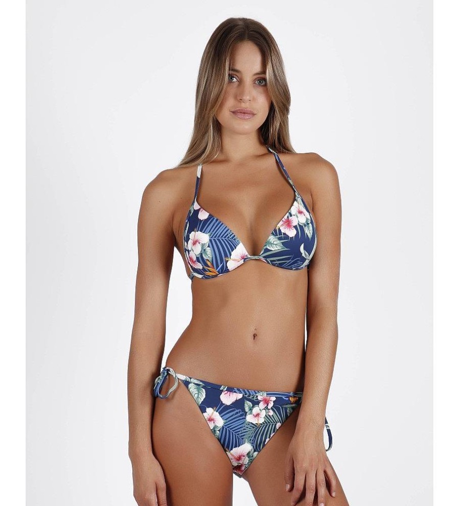 Mujer Admas Moda Bano | Bikini Triangulo Push Up Marino