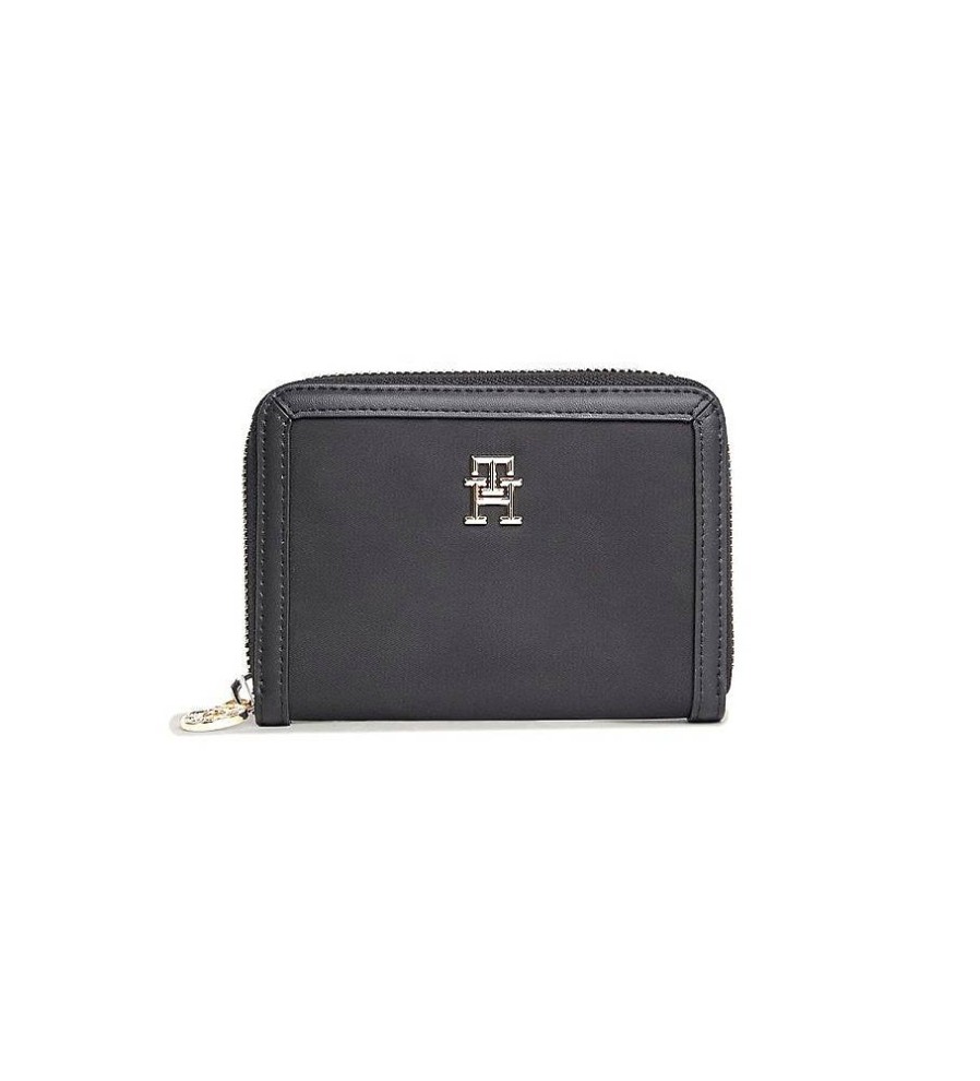 Mujer Tommy Hilfiger Carteras Y Monederos | Cartera Essential Mediana Con Monograma Th Negro