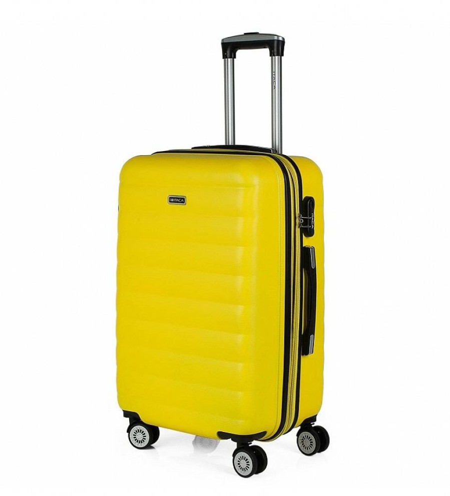 Mujer ITACA Viaje | Maleta De Viaje Rigida 4 Ruedas Mediana Trolley 71260 Amarillo -65X42X26Cm-