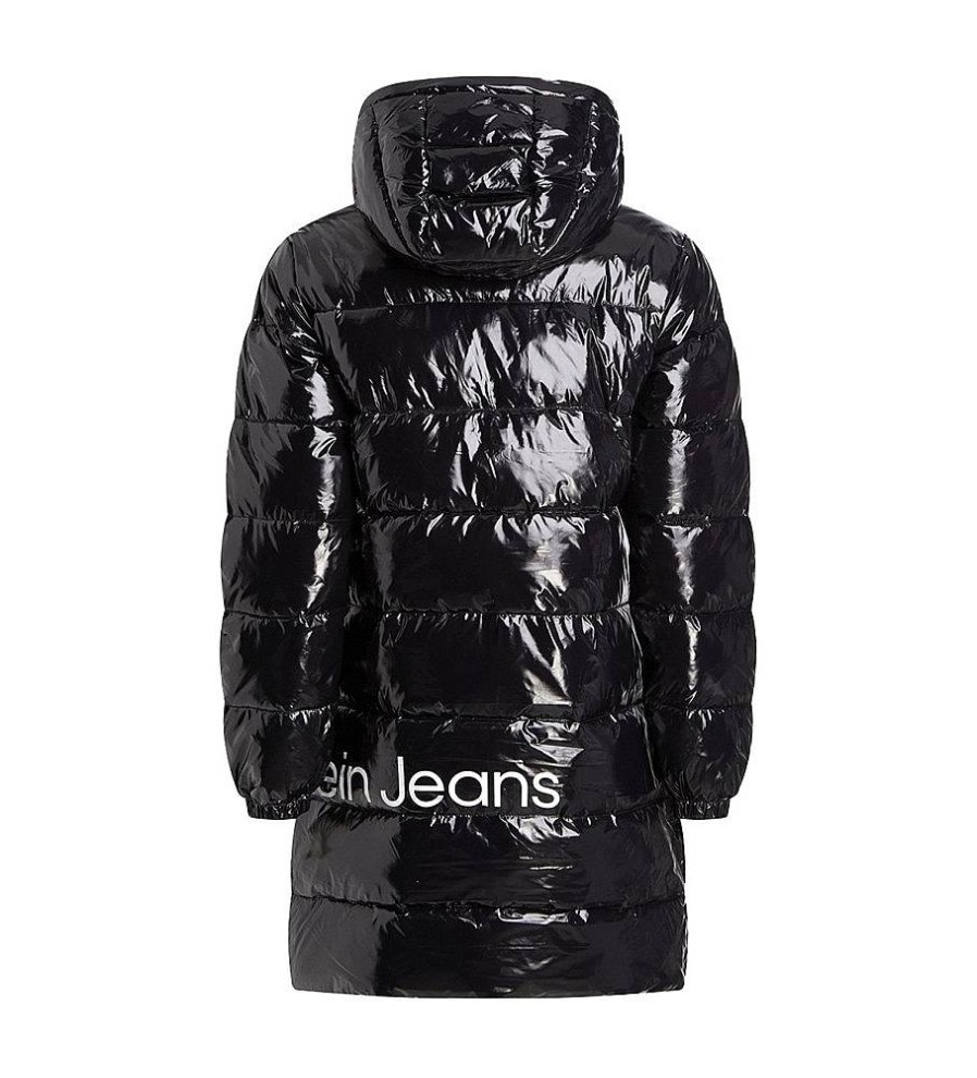 Mujer Calvin Klein Jeans Chaquetas Y Abrigos | Abrigo High Shine Fitted Puffer Negro