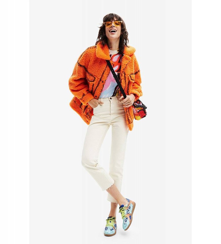 Mujer Desigual Chaquetas Y Abrigos | Chaqueta Corta Overzise Colorado Naranja