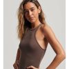 Mujer Superdry Vestidos | Vestido De Punto Con Espalda Olimpica Marron