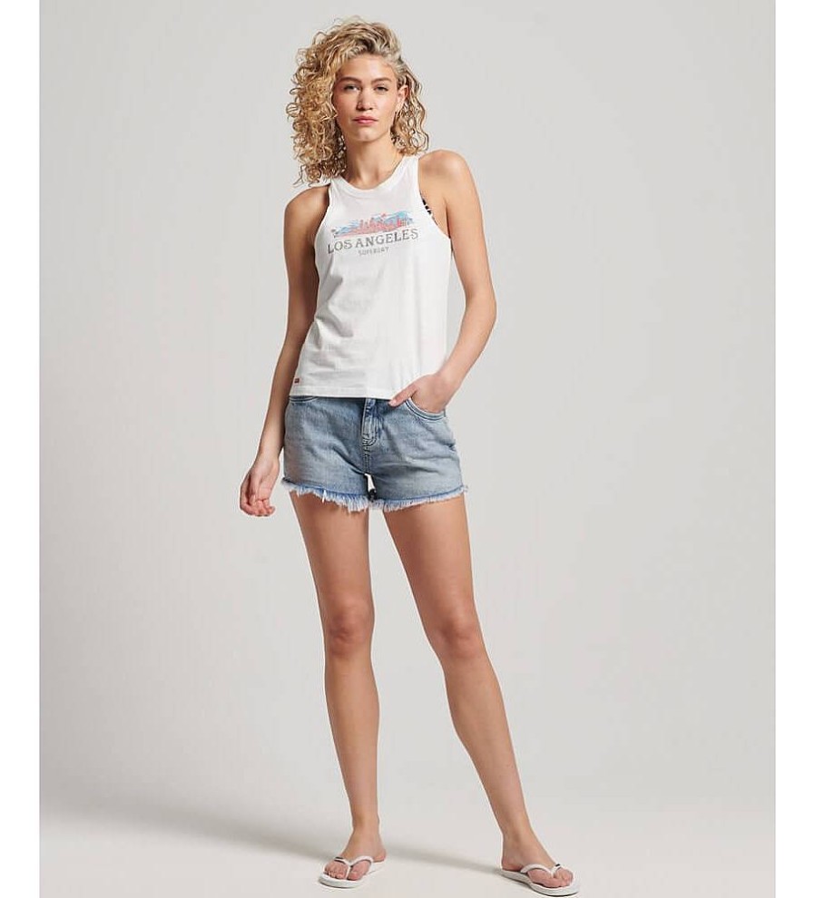 Mujer Superdry Camisetas | Camiseta Vintage City Souvenir Blanco