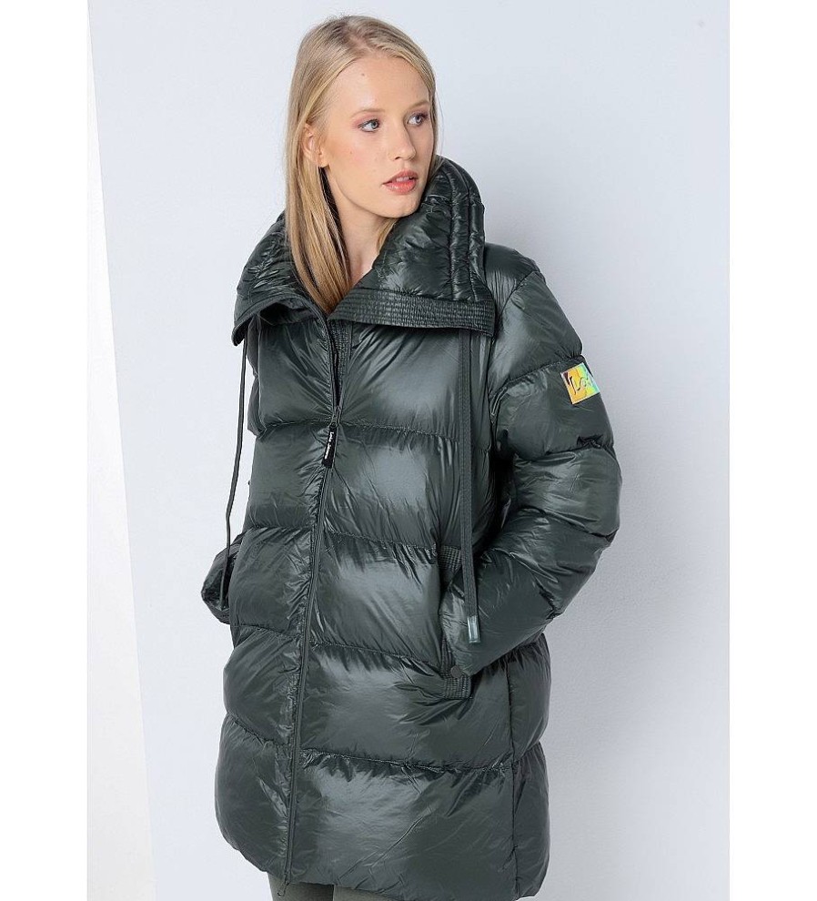 Mujer Lois Chaquetas Y Abrigos | Abrigo Acolchado Puffer Verde