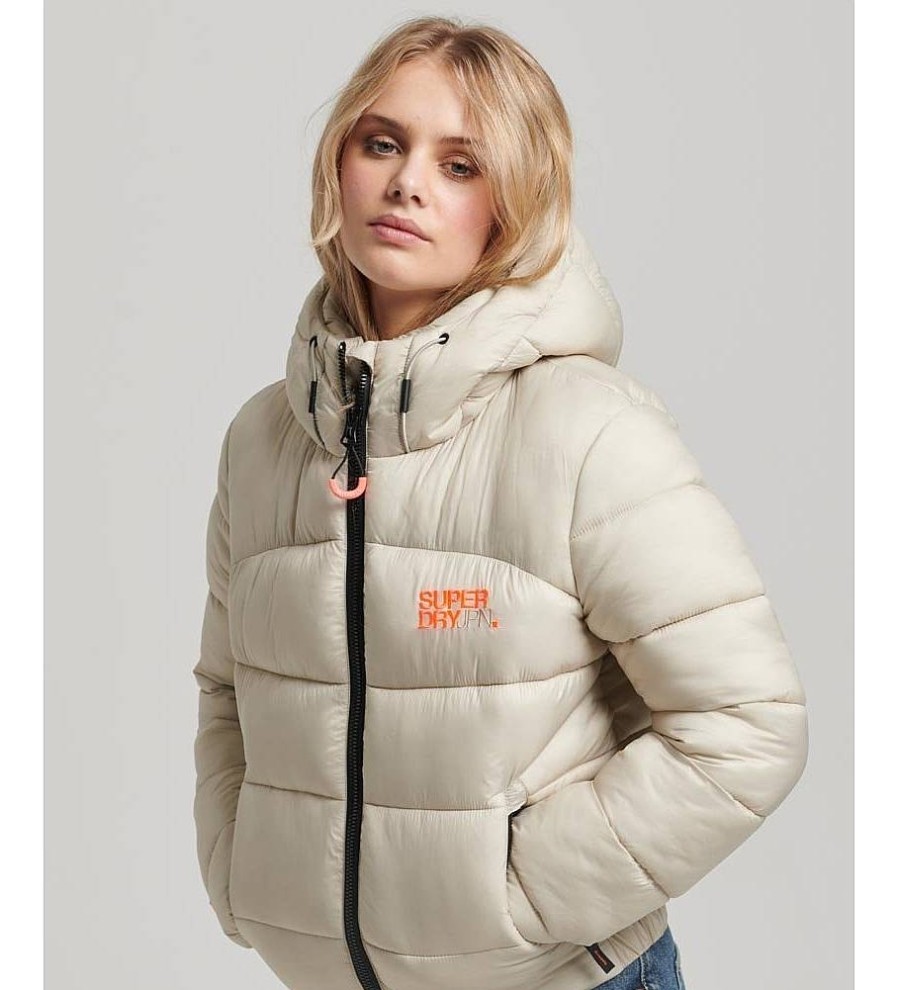 Mujer Superdry Chaquetas Y Abrigos | Cazadora Bomber Acolchada Sports Beige