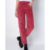 Mujer Lois Pantalones | Jeans Cintura Alta | Straight - Tiro Largo Pana Gruesa Burdeos