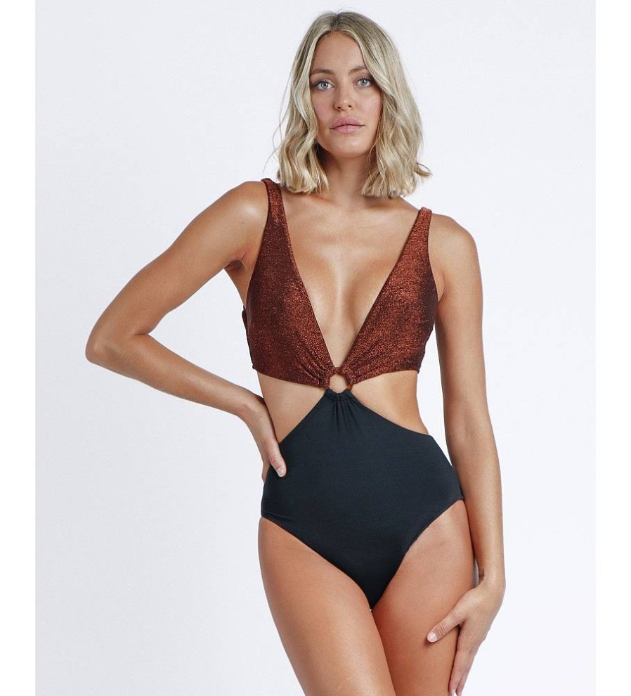 Mujer Admas Moda Bano | Trikini Asimetrico Night Summer Cobre