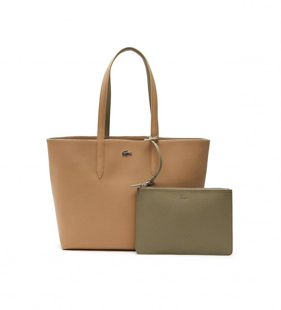 Mujer Lacoste Bolsos | Bolso Anna Reversible Bicolor Maron, Verde