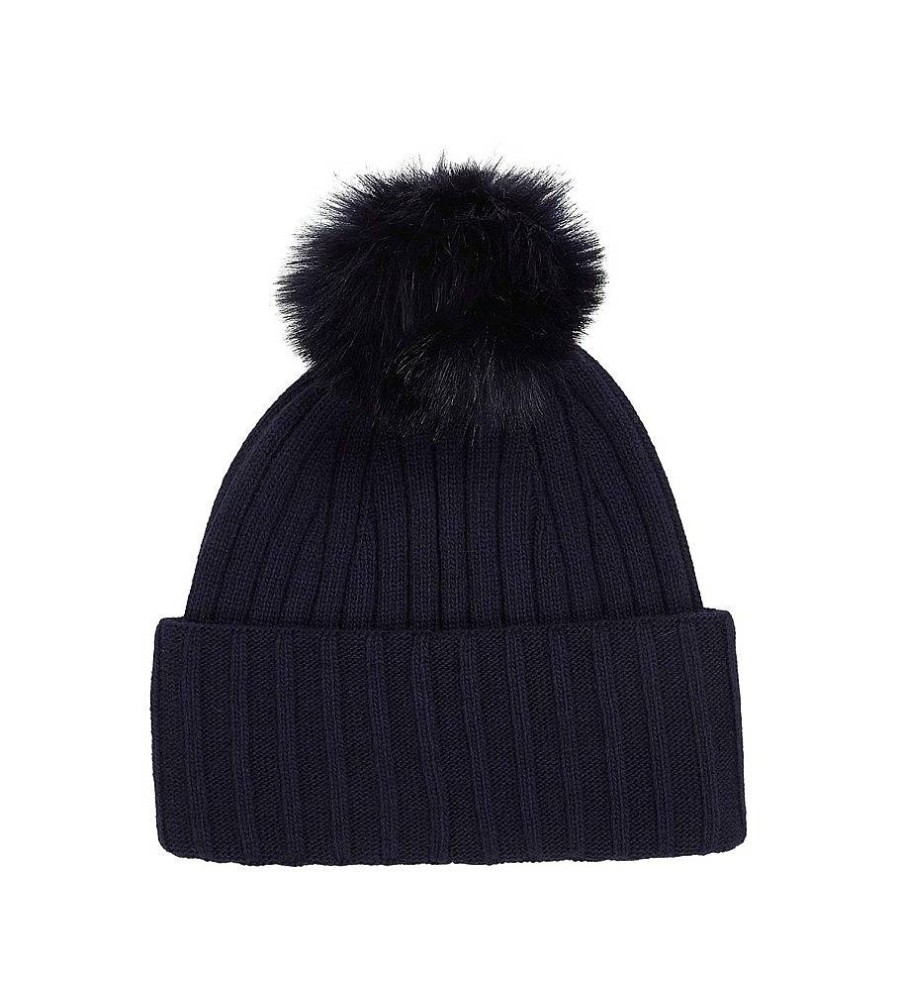 Mujer Tommy Hilfiger Gorras Y Gorros | Gorro Essential Chic Con Pompon Marino