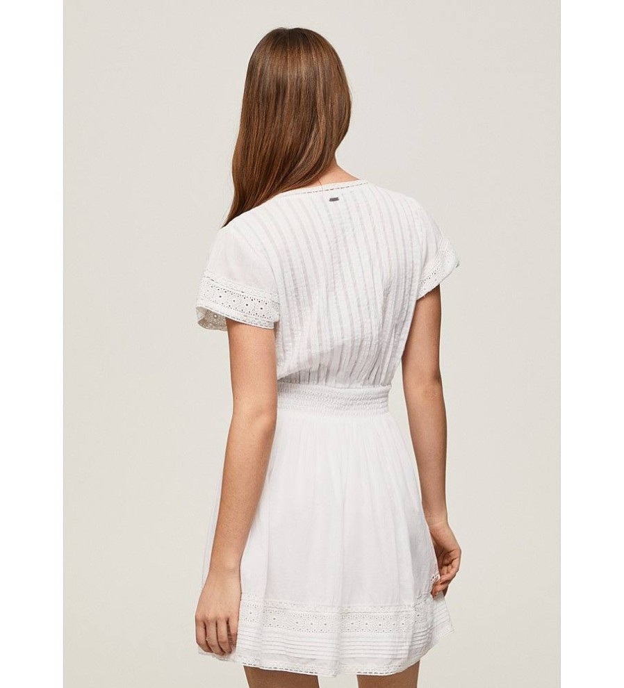 Mujer Pepe Jeans Vestidos | Vestido Poete Blanco