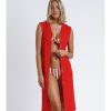 Mujer Admas Vestidos | Vestido Largo Rib Beach Rojo