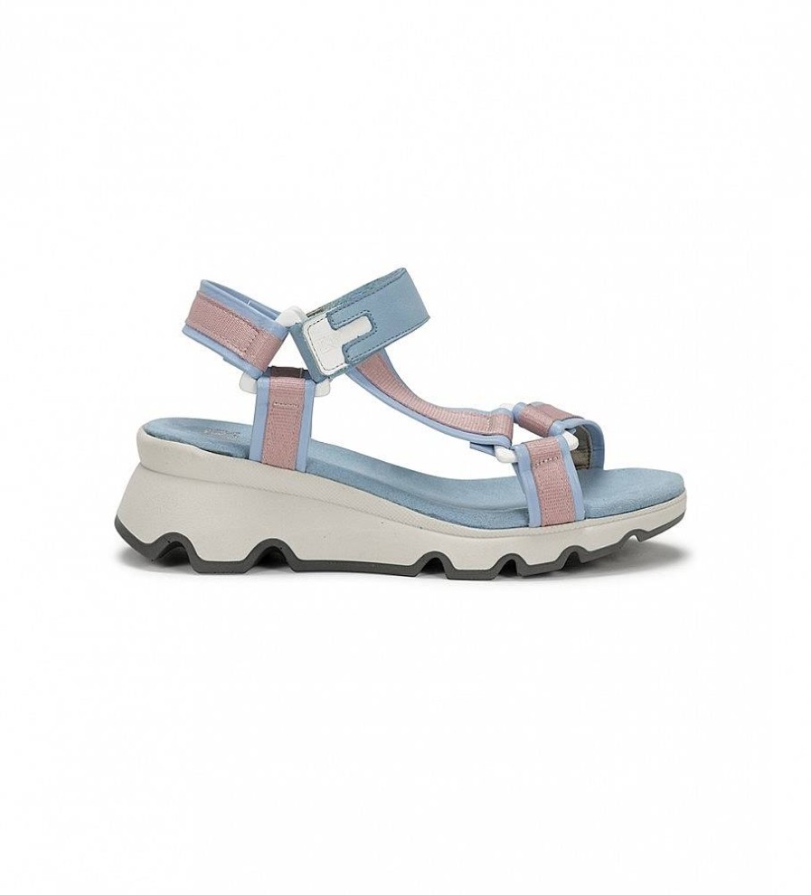 Mujer Dorking by Fluchos Sandalias | Sandalias De Piel Lais D9022 Azul -Altura Cuna 6Cm-