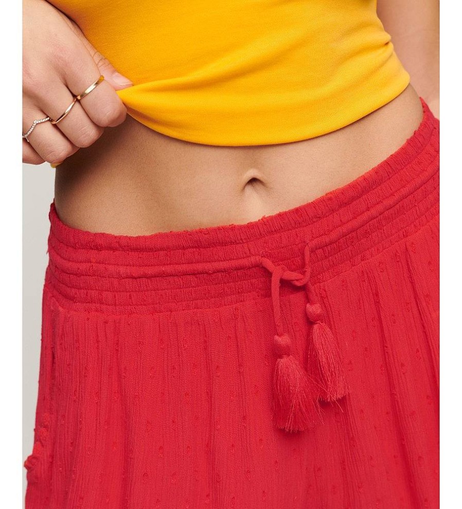 Mujer Superdry Pantalones | Pantalones Cortos De Playa Vintage Rojo