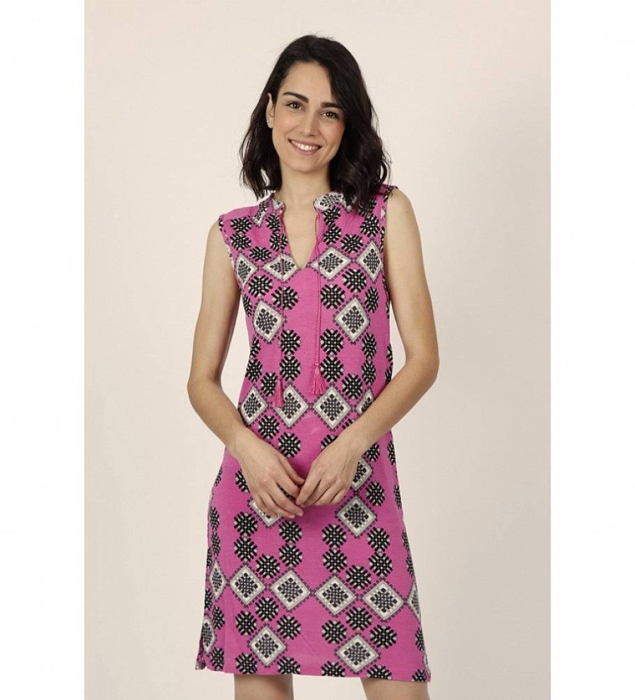 Mujer Admas Vestidos | Vestido Art Deco Fucsia