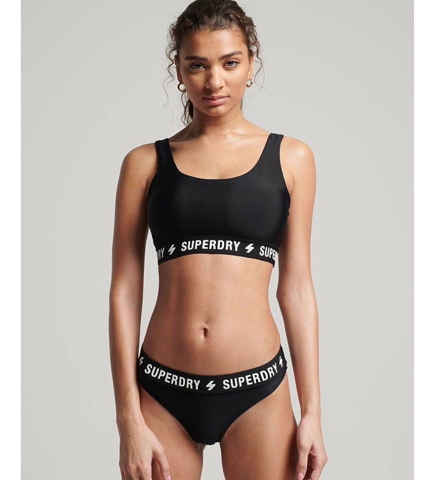 Mujer Superdry Moda Bano | Braguita De Bikini Elastica Reciclada Negro