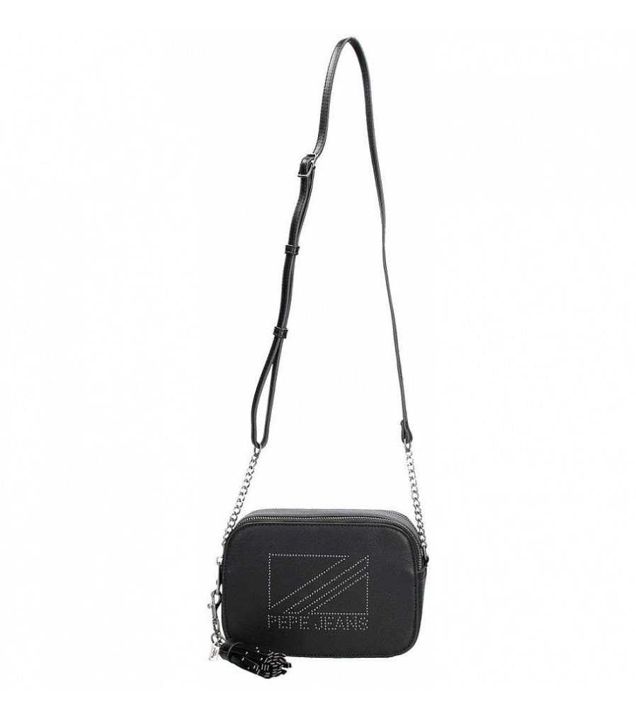 Mujer Pepe Jeans Bolsos | Bandolera Doble Compartimento Pepe Jeans Donna Negro