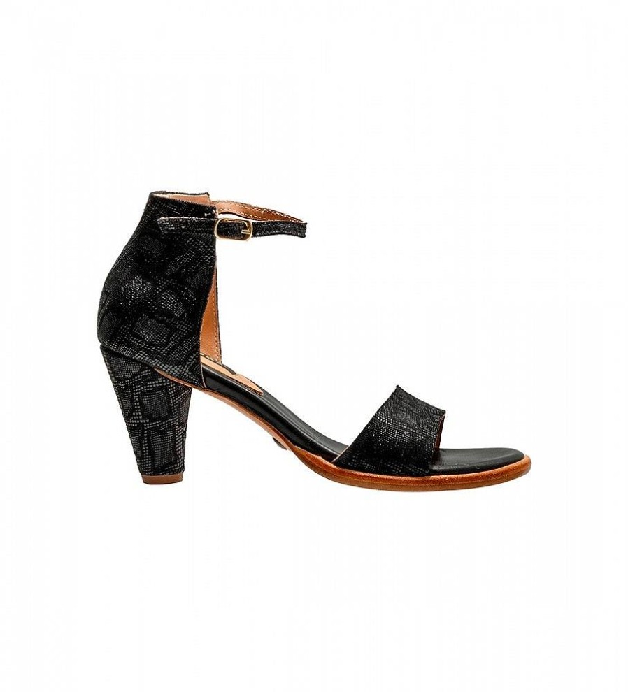 Mujer Neosens Sandalias | Sandalias De Piel S990 Montua Negro -Altura Tacon 7,5Cm-