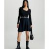 Mujer Calvin Klein Jeans Vestidos | Vestido Skater Con Logo Tape Negro