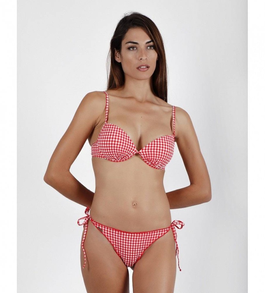 Mujer Admas Moda Bano | Bikini Push Up Sweet Vichy Rojo