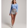 Mujer Superdry Faldas | Falda 1/2 Plisada A Cuadros Gris