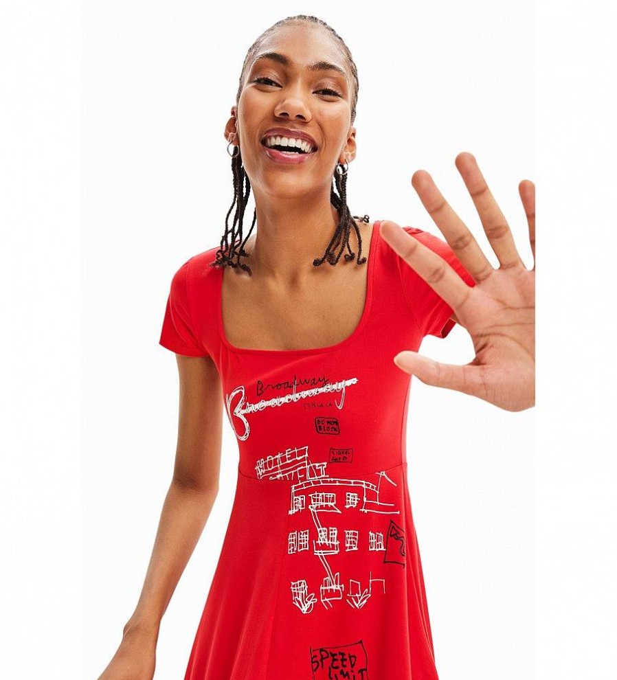 Mujer Desigual Vestidos | Vestido Broadway Road Rojo