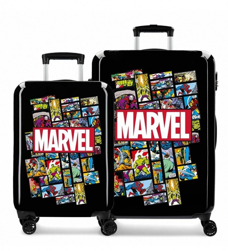 Mujer Disney Viaje | Juego De Maletas Comic Marvel Rigidas 55-68Cm Negro