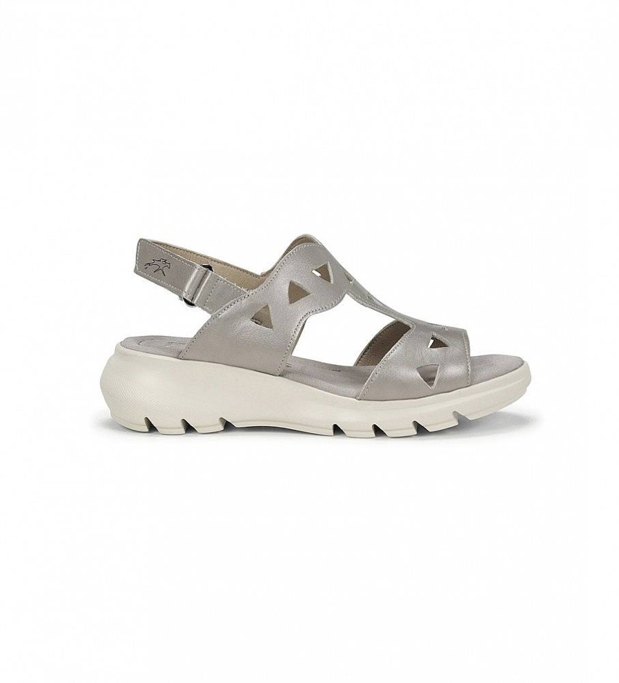 Mujer Fluchos Sandalias | Sandalias De Piel F1657 Gris -Altura Cuna 6Cm-