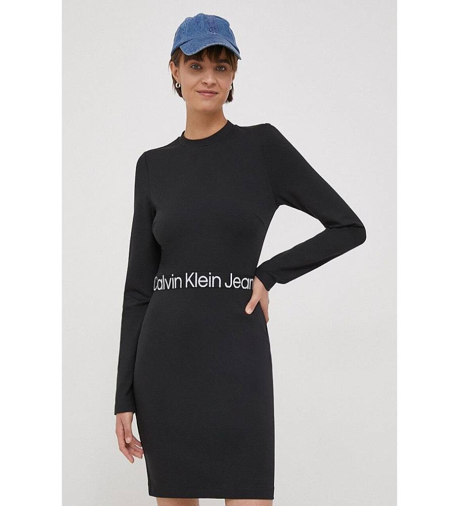 Mujer Calvin Klein Jeans Vestidos | Vestido Logotipo Negro