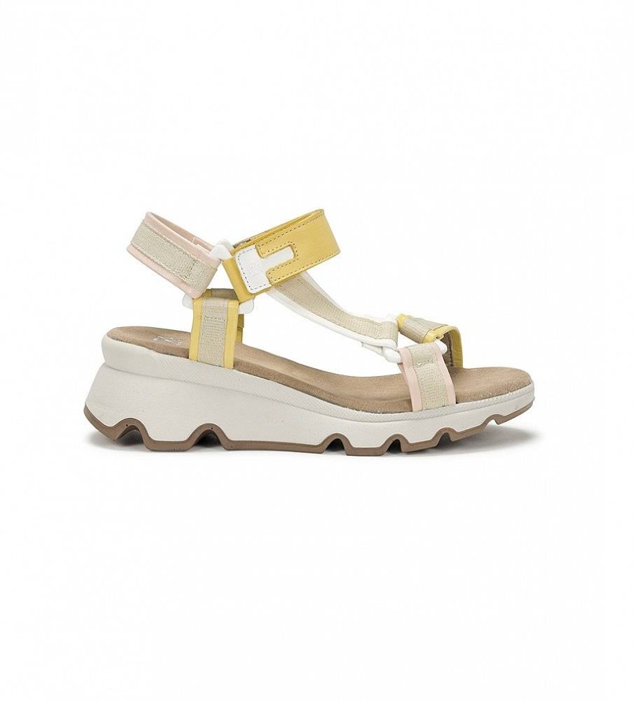 Mujer Dorking by Fluchos Sandalias | Sandalias De Piel Lais D9022 Amarillo -Altura Cuna 6Cm-