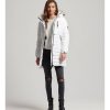 Mujer Superdry Chaquetas Y Abrigos | Abrigo Acolchado Con Capucha Fuji De Largo Medio Blanco