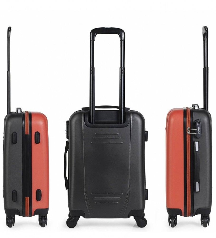 Mujer ITACA Viaje | Maleta Cabina De Viaje Corto Rigida 4 Ruedas Trolley 71150 Coral, Antracita -55X38X20Cm-