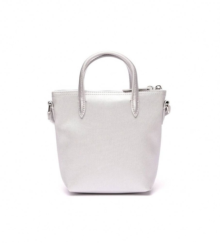 Mujer Lacoste Bolsos | Bolso Tote L.12.12 Mini Pique Plateado