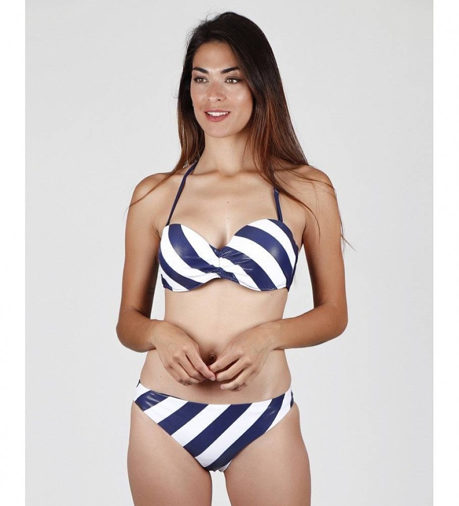 Mujer Admas Moda Bano | Bikini Bandeau Push Up Marino