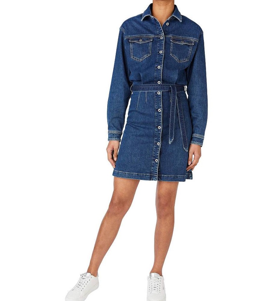 Mujer Pepe Jeans Vestidos | Vestido Corto Denim Azul