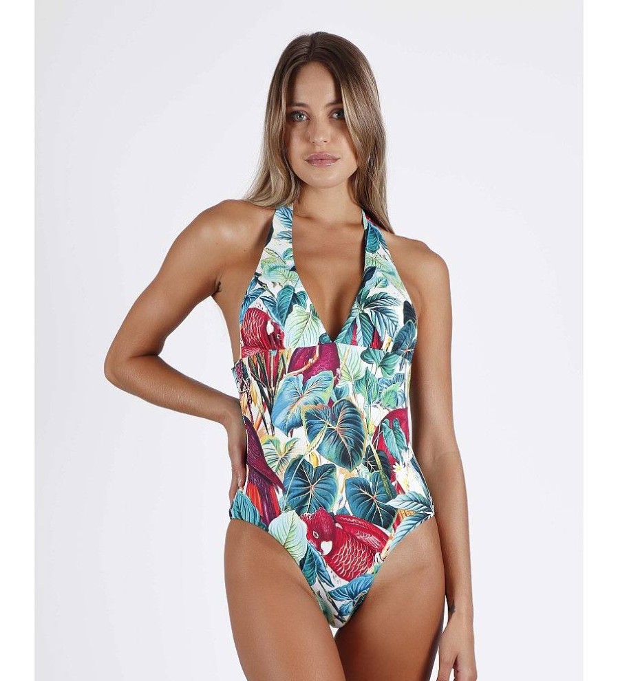 Mujer Admas Moda Bano | Banador Halter Tropical