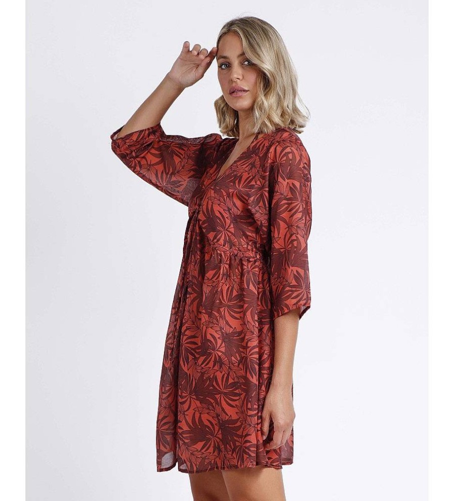 Mujer Admas Vestidos | Vestido Sunset Palm Rojo Cobre